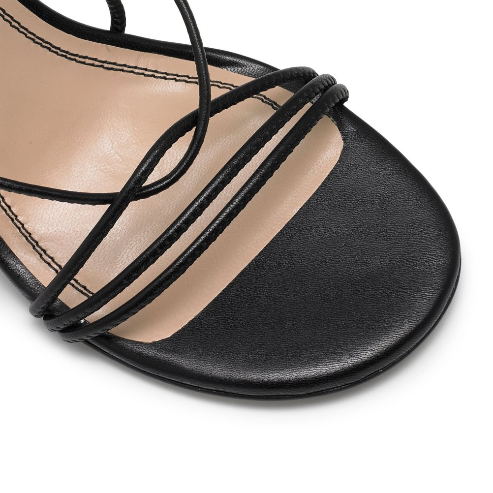 Russell & Bromley Dragon Snörade Round Tå Sandaler Klack Dam Svarta | NLUGS-0643