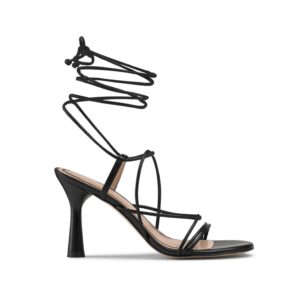 Russell & Bromley Dragon Snörade Round Tå Sandaler Klack Dam Svarta | NLUGS-0643