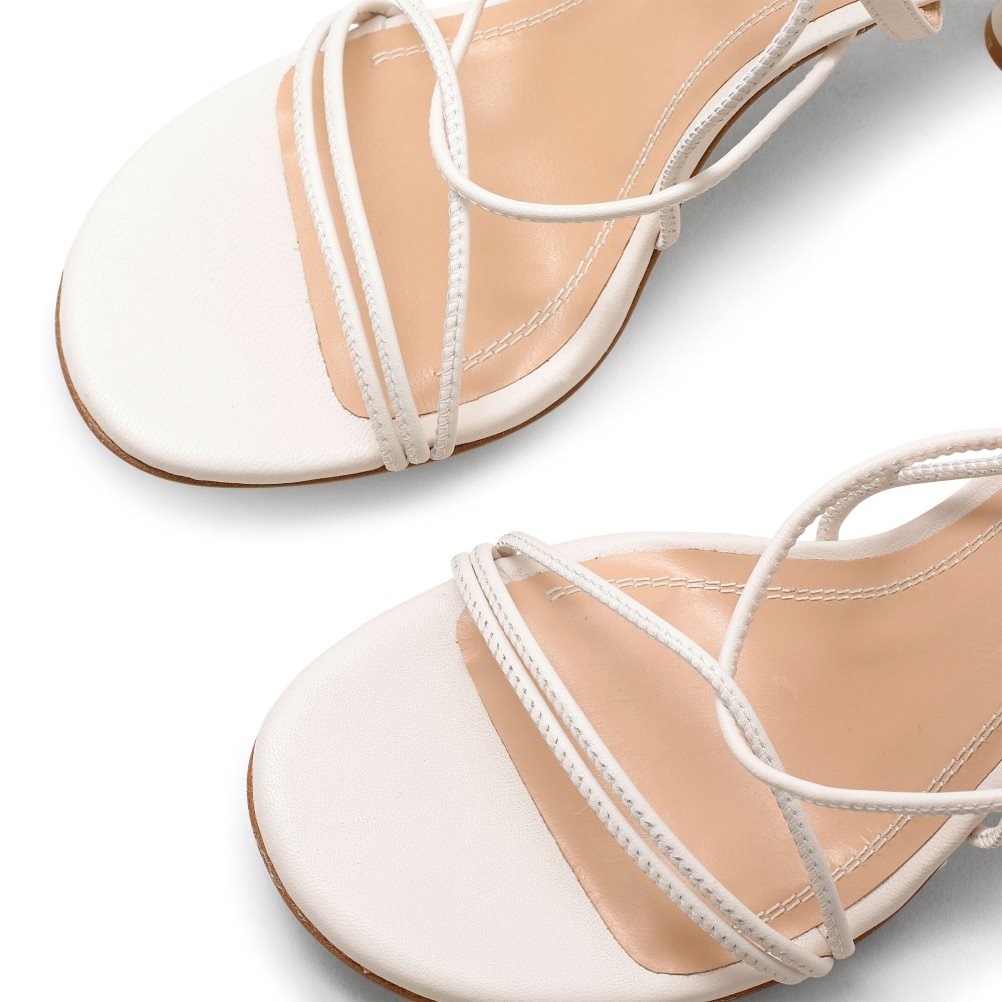 Russell & Bromley Dragon Snörade Round Tå Sandaler Klack Dam Vita | QOUPZ-3481