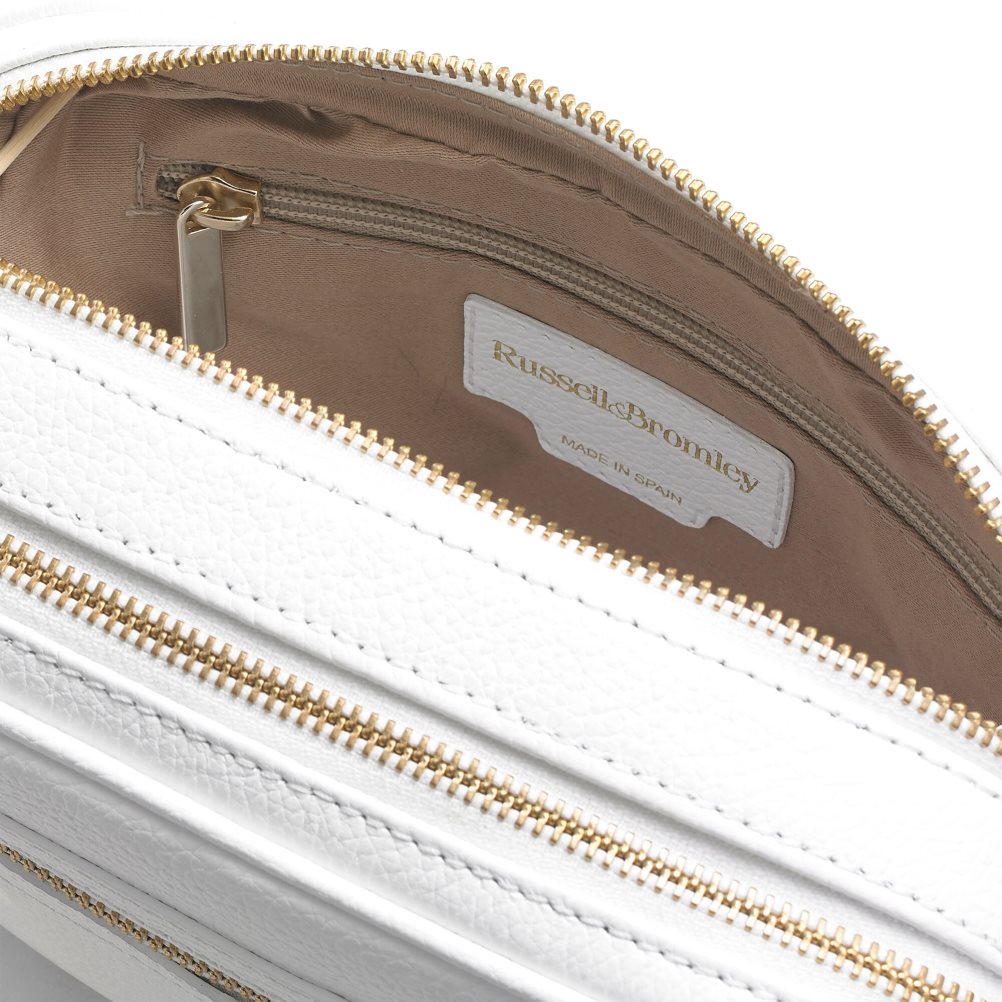 Russell & Bromley Dynamic Triple Zip Camera Crossbody Väska Dam Vita | NHLVB-0983