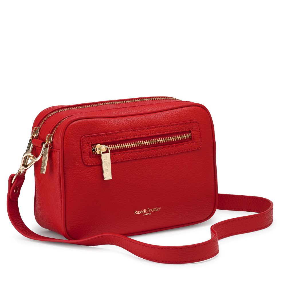 Russell & Bromley Dynamic Triple Zip Camera Crossbody Väska Dam Röda | XOHLD-1534