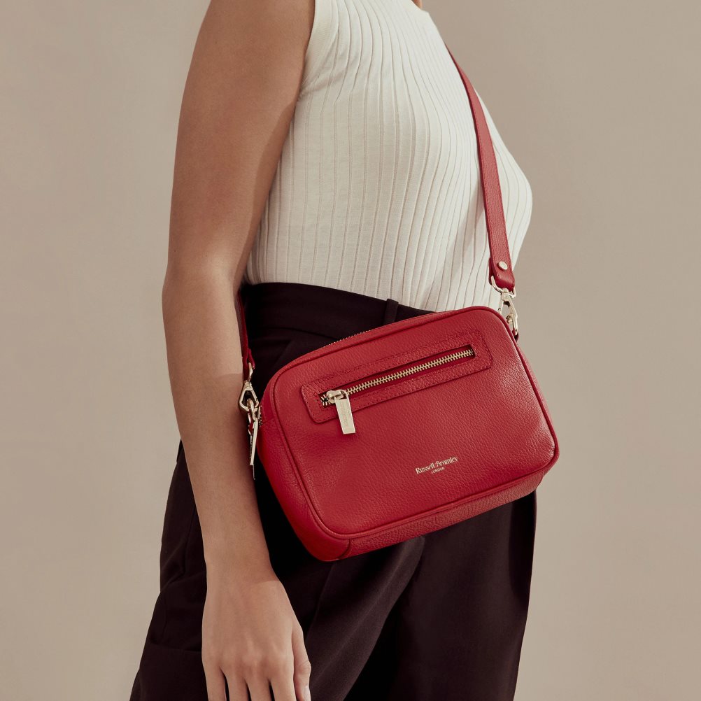 Russell & Bromley Dynamic Triple Zip Camera Crossbody Väska Dam Röda | XOHLD-1534