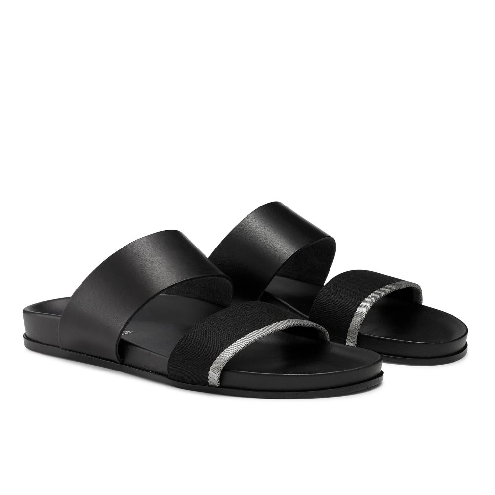 Russell & Bromley Fab Line Footbed Sandaler Herr Svarta | JYFPE-4915
