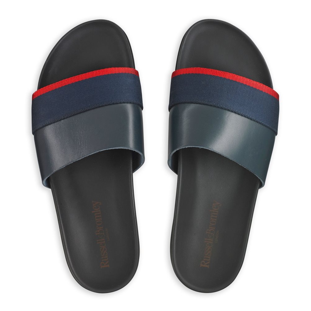 Russell & Bromley Fab Slip Badtofflor Herr Marinblå | YHBPD-9807