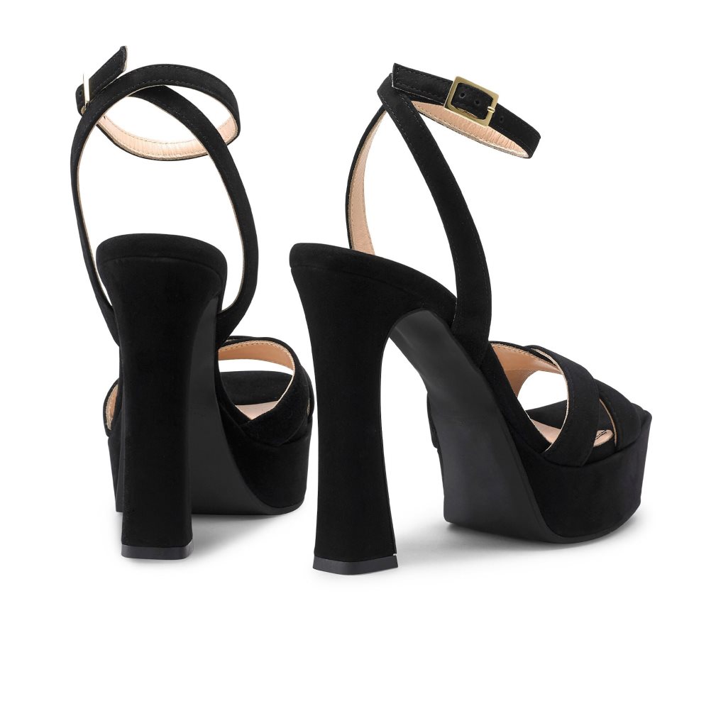 Russell & Bromley Far Out Cross Rem Platform Sandaler Klack Dam Svarta | AGFYI-1387