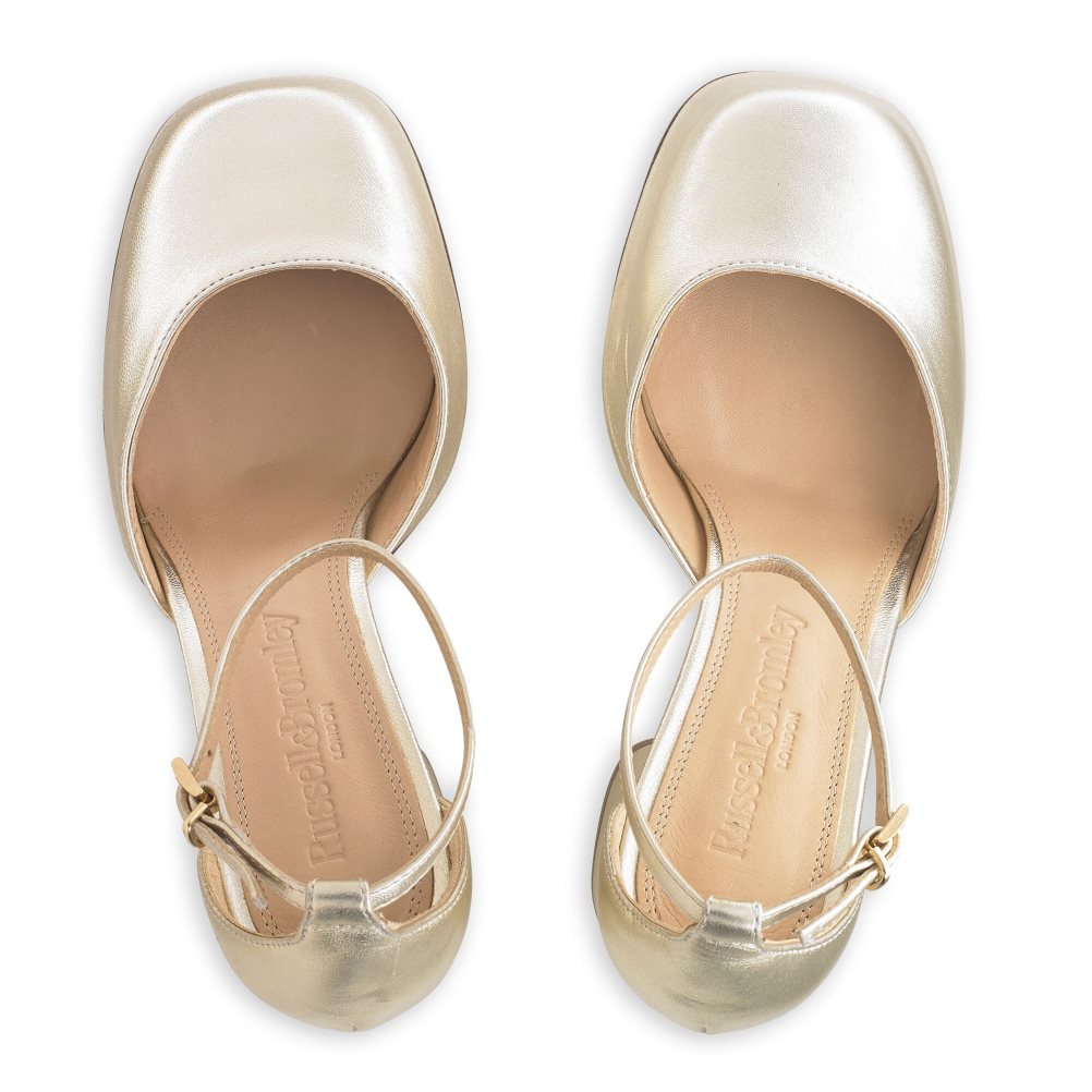 Russell & Bromley Flawless Extreme Platform Sandaler Klack Dam Guld | XQSRK-0834