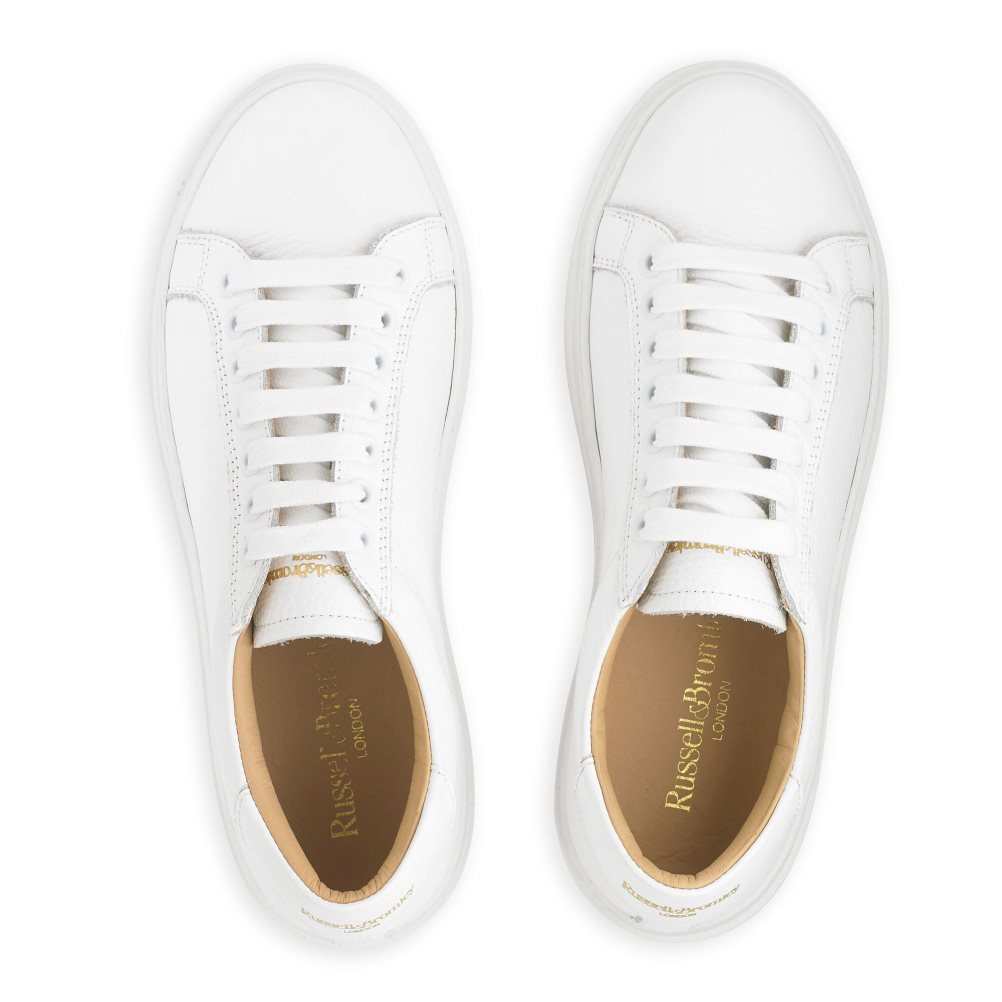 Russell & Bromley Gleam Low Top Spets Up Platform Skor Dam Vita | BJMAD-3768