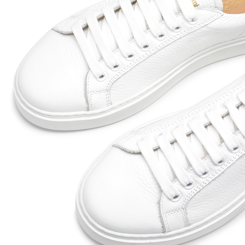 Russell & Bromley Gleam Low Top Spets Up Platform Skor Dam Vita | BJMAD-3768