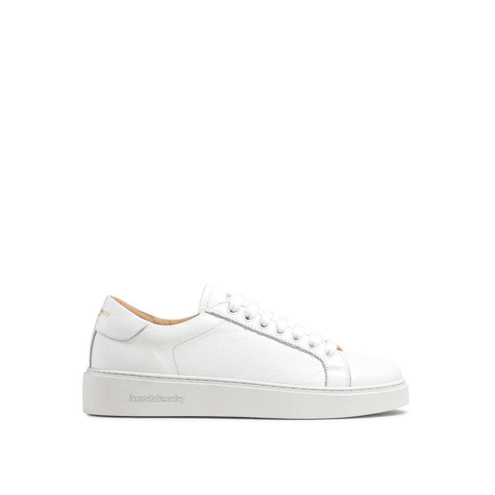 Russell & Bromley Gleam Low Top Spets Up Platform Skor Dam Vita | BJMAD-3768