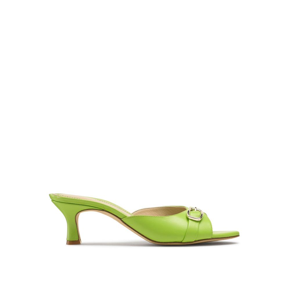 Russell & Bromley Happyhour Kitten Heel Mules Skor Dam Gröna | OKWMV-7503