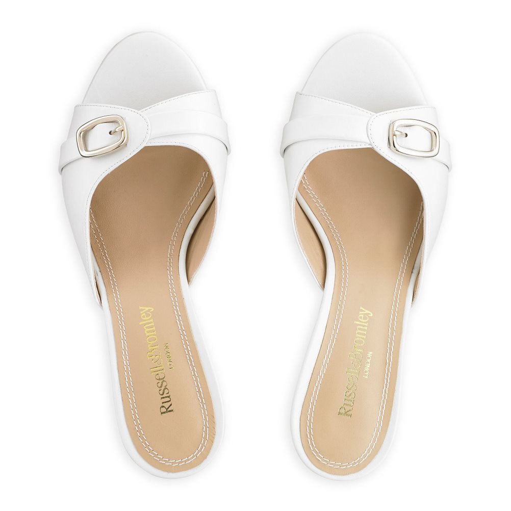 Russell & Bromley Happyhour Kitten Heel Mules Skor Dam Vita | WFQXG-3102