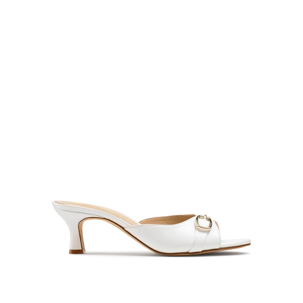 Russell & Bromley Happyhour Kitten Heel Mules Skor Dam Vita | WFQXG-3102