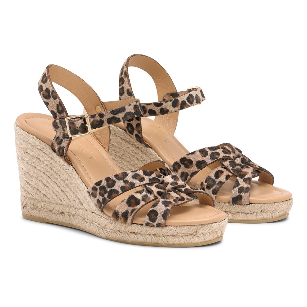 Russell & Bromley Headspin Woven Espadrille Kilklack Dam Leopard | GDVPL-0743