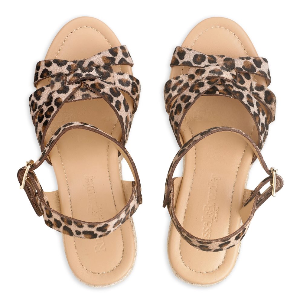 Russell & Bromley Headspin Woven Espadrille Kilklack Dam Leopard | GDVPL-0743