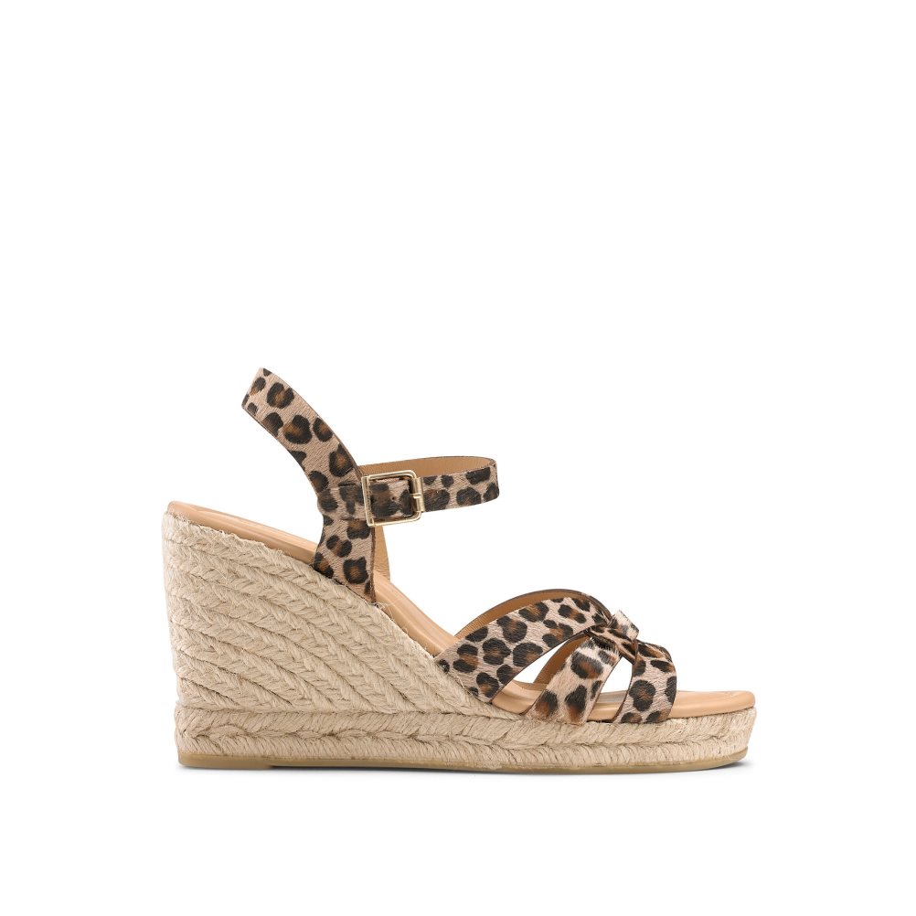 Russell & Bromley Headspin Woven Espadrille Kilklack Dam Leopard | GDVPL-0743