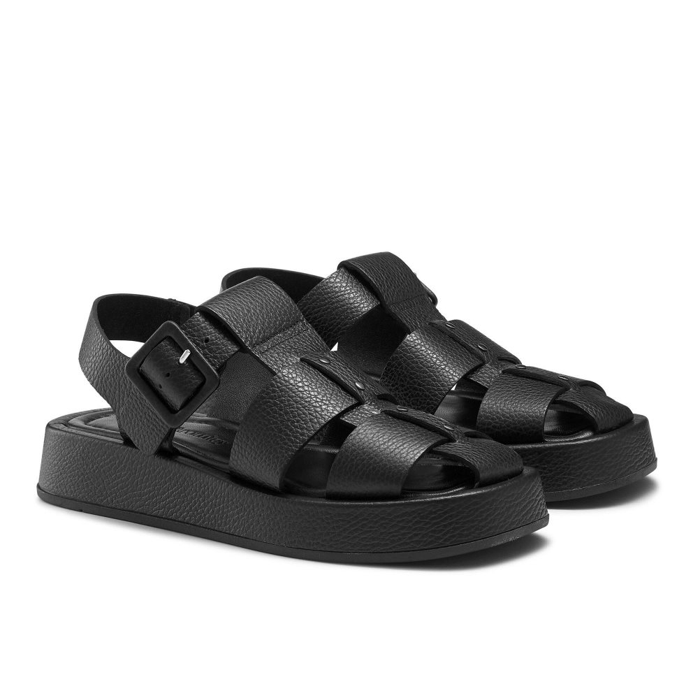 Russell & Bromley Hook Fisherman Closed Tå Platta Sandaler Dam Svarta | SQOYL-5173