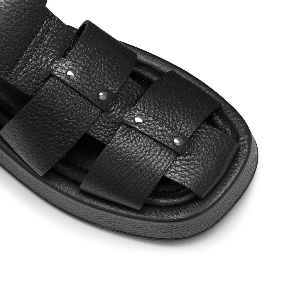Russell & Bromley Hook Fisherman Closed Tå Platta Sandaler Dam Svarta | SQOYL-5173
