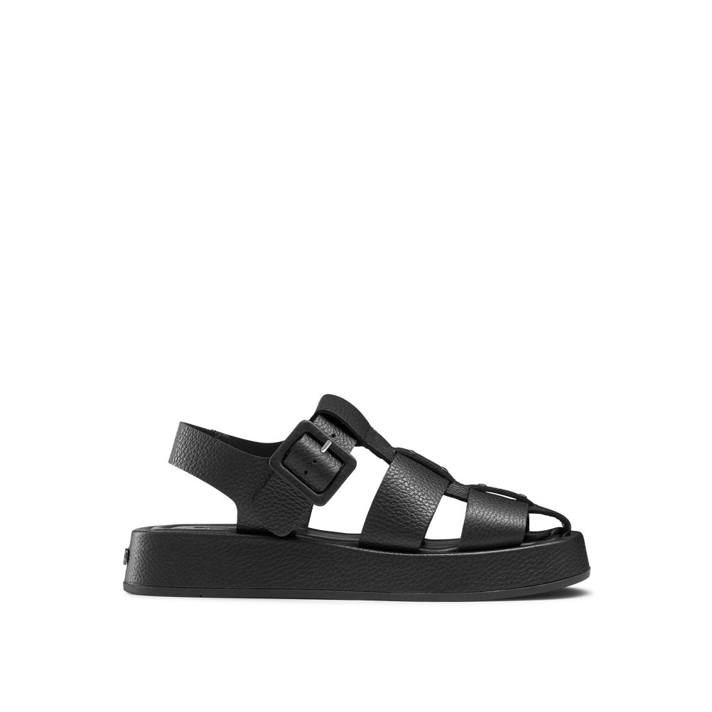 Russell & Bromley Hook Fisherman Closed Tå Platta Sandaler Dam Svarta | SQOYL-5173