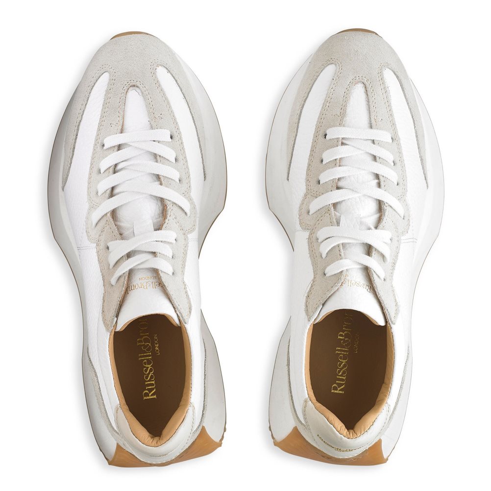 Russell & Bromley Hourglass Flared Sole Sneakers Dam Vita Grå | QXCSM-2703