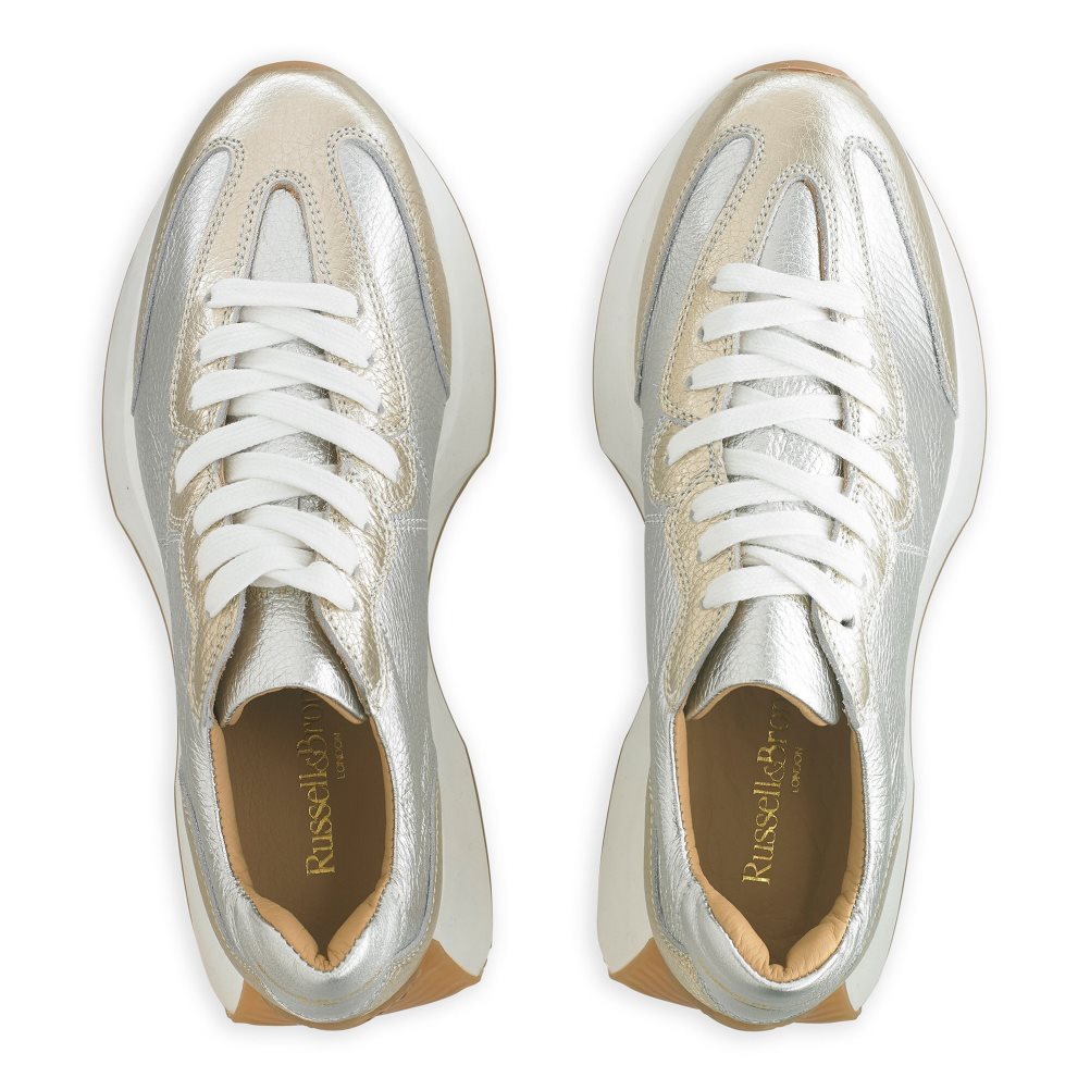 Russell & Bromley Hourglass Flared Sole Sneakers Dam Silver Guld | UHRYB-9436
