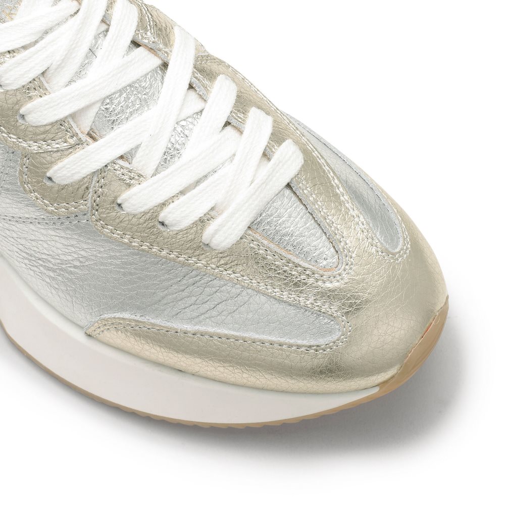 Russell & Bromley Hourglass Flared Sole Sneakers Dam Silver Guld | UHRYB-9436