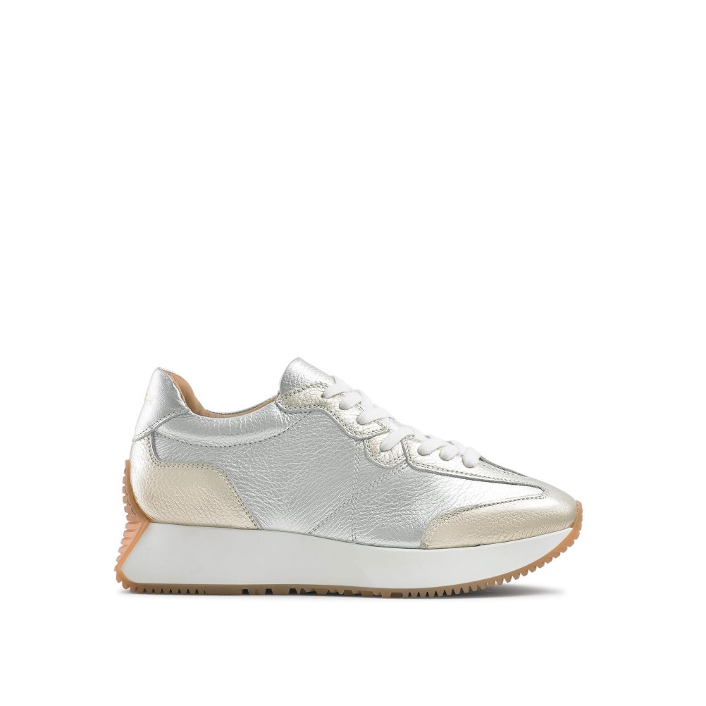 Russell & Bromley Hourglass Flared Sole Sneakers Dam Silver Guld | UHRYB-9436