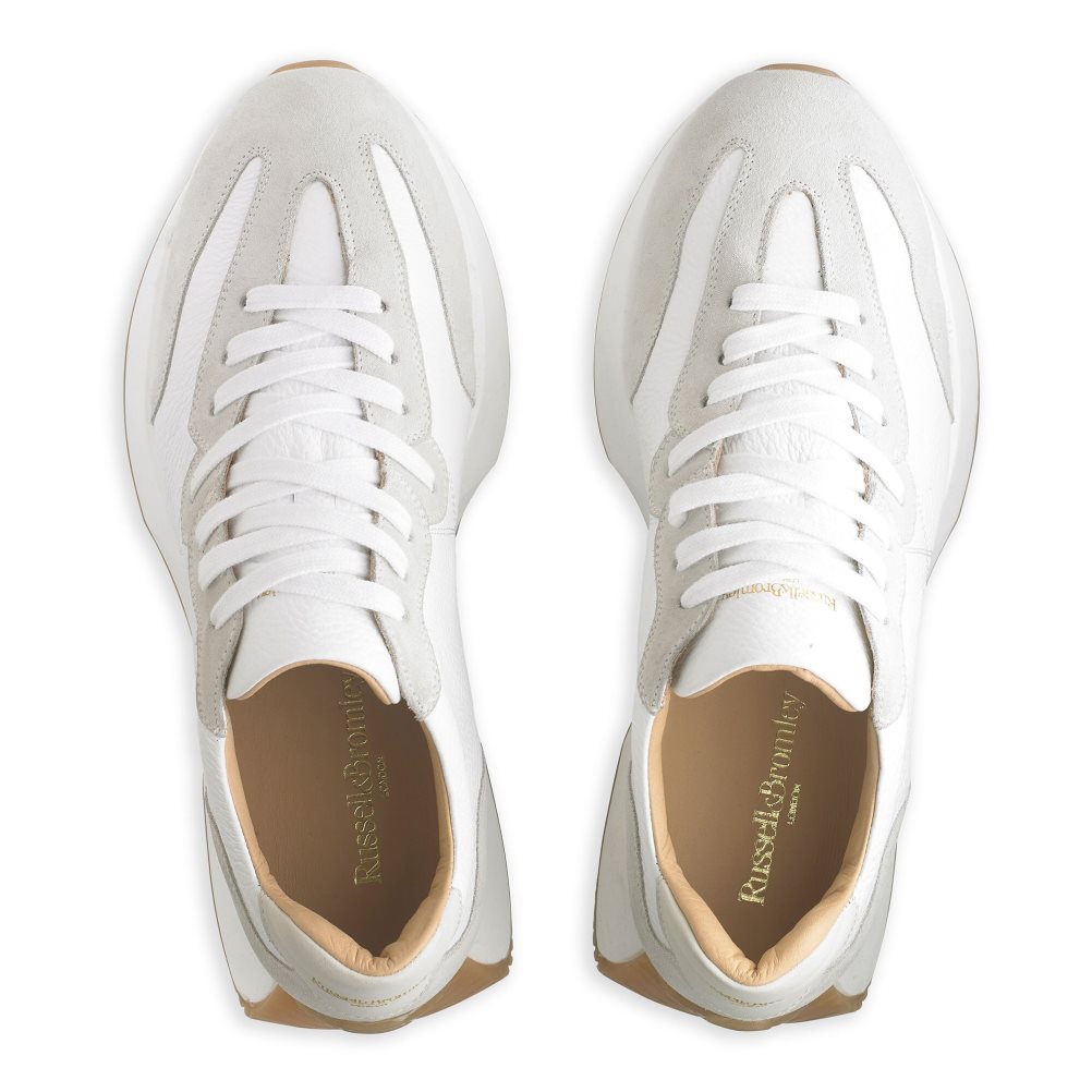 Russell & Bromley Hourglass M Flared Sole Sneakers Herr Vita Grå | JXVPN-3591