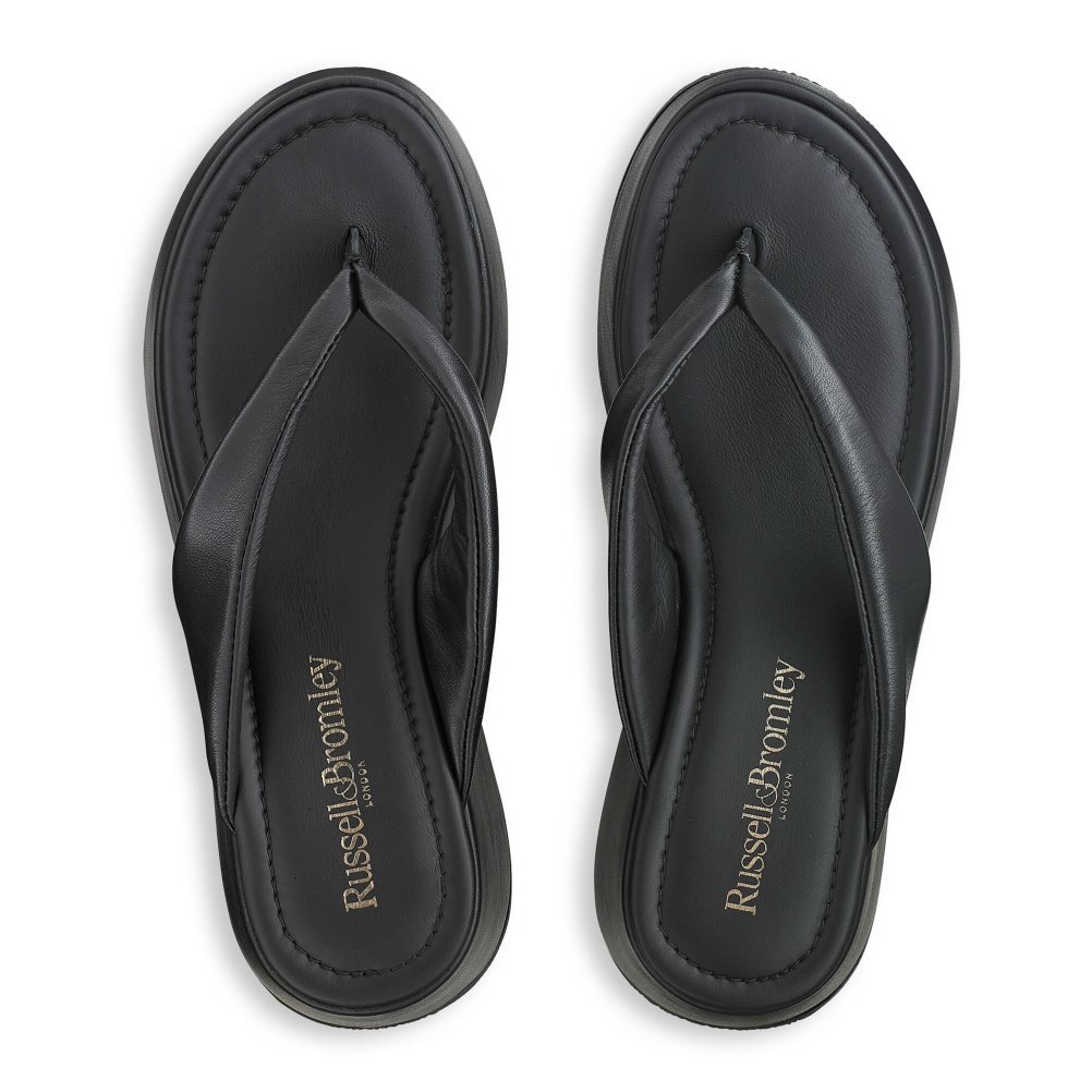 Russell & Bromley Hoxton Tå Post Platta Sandaler Dam Svarta | YOSVK-0482