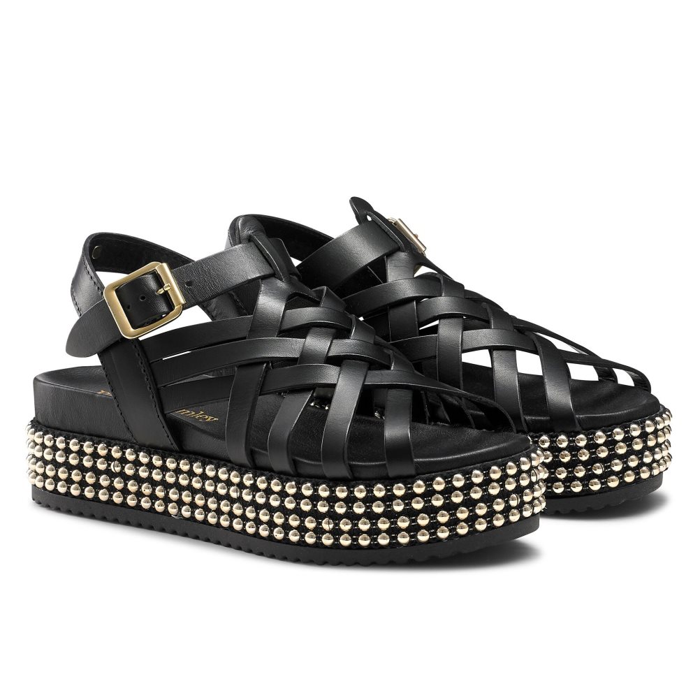 Russell & Bromley Jackpot Fisherman Platta Sandaler Dam Svarta | TDIQH-1250