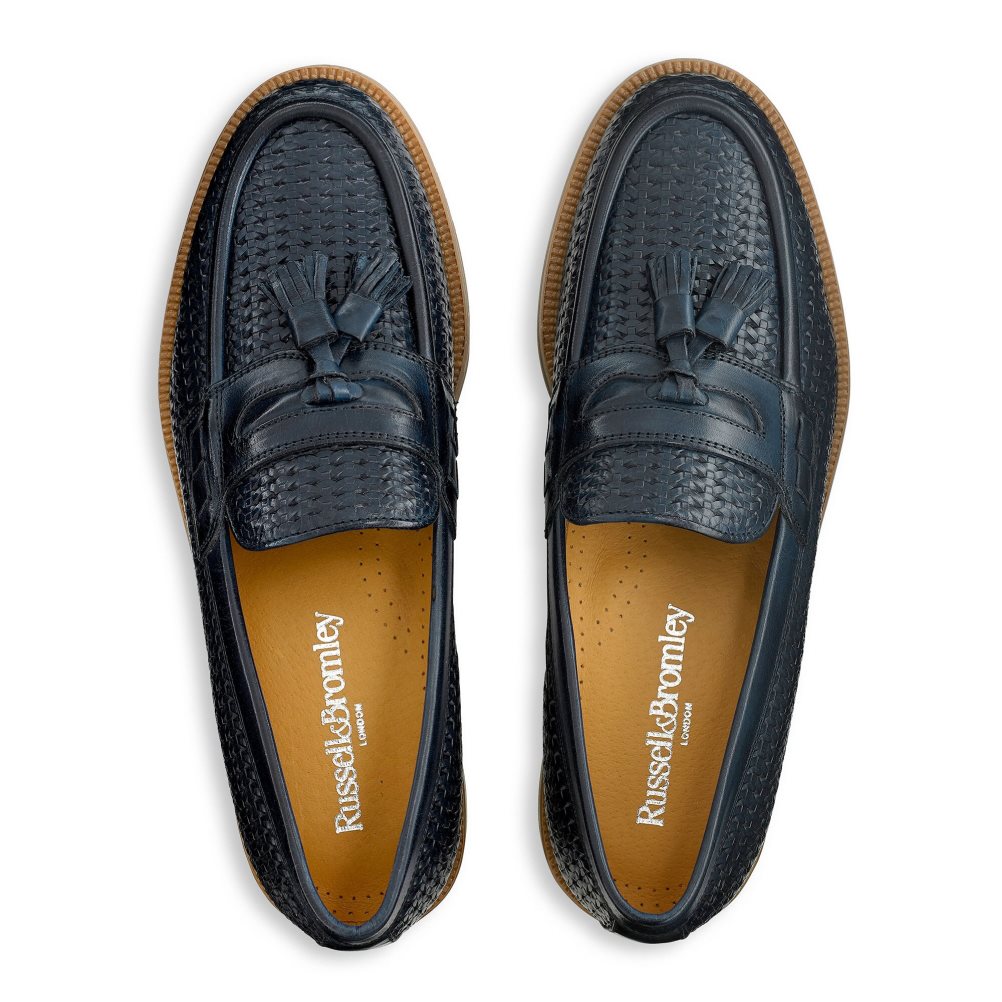 Russell & Bromley Keeble 4 Tassel College Formella Skor Herr Marinblå | CBXUY-1769
