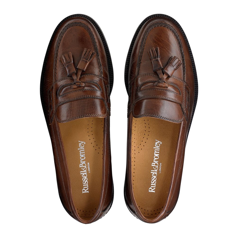 Russell & Bromley Keeble 4 Tassel College Formella Skor Herr Mörkbruna | JHWEB-8352