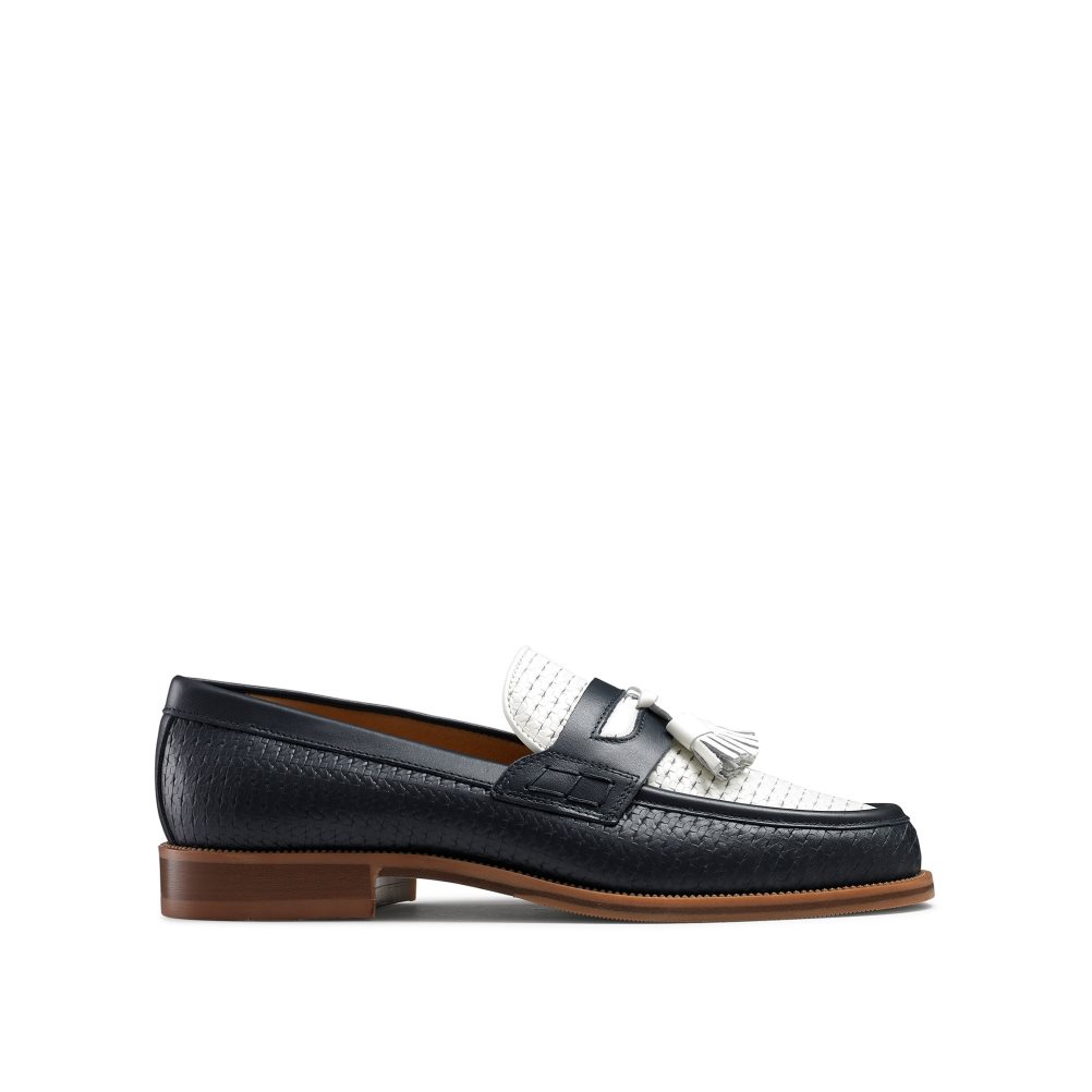 Russell & Bromley Keeble 4 Tassel College Formella Skor Herr Marinblå Vita | KQYLC-9847