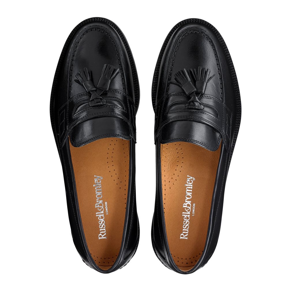 Russell & Bromley Keeble 4 Tassel College Formella Skor Herr Svarta | UOZSL-0468