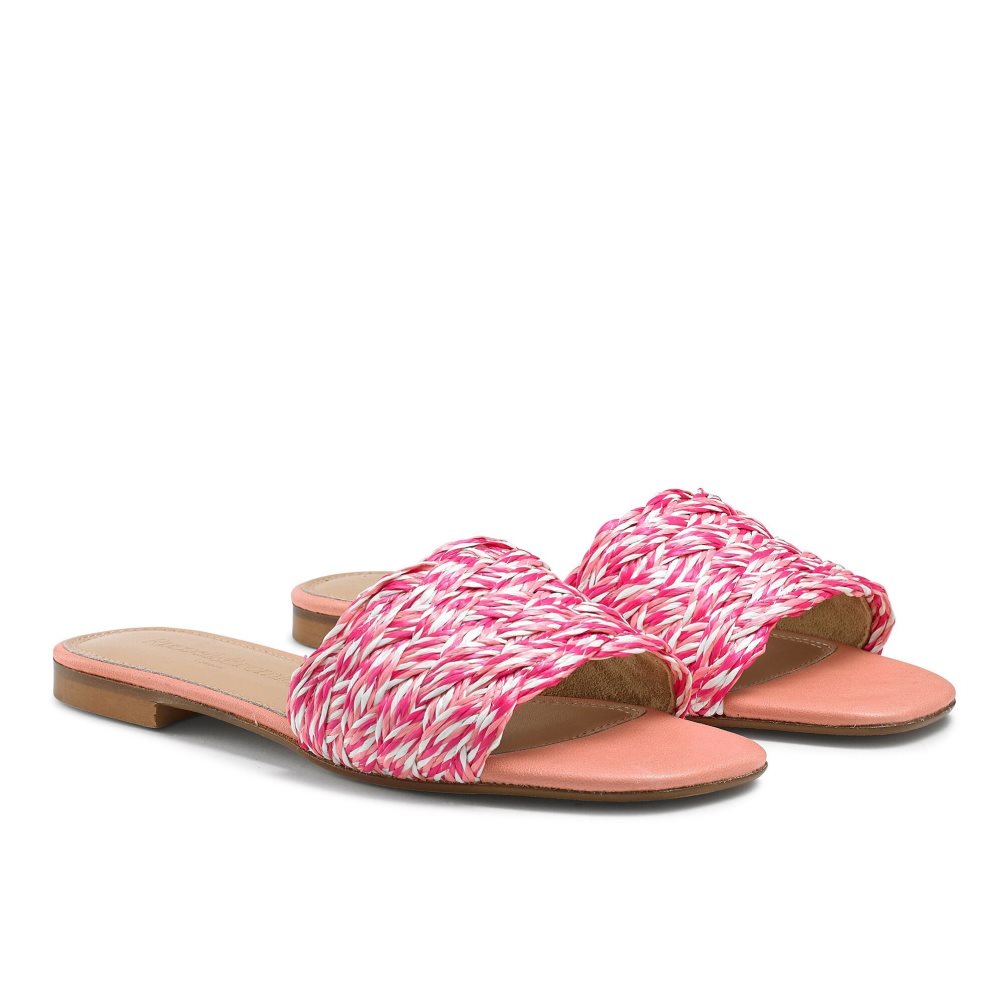 Russell & Bromley Kiss You Raffia Platta Sandaler Dam Rosa | STAEZ-2403