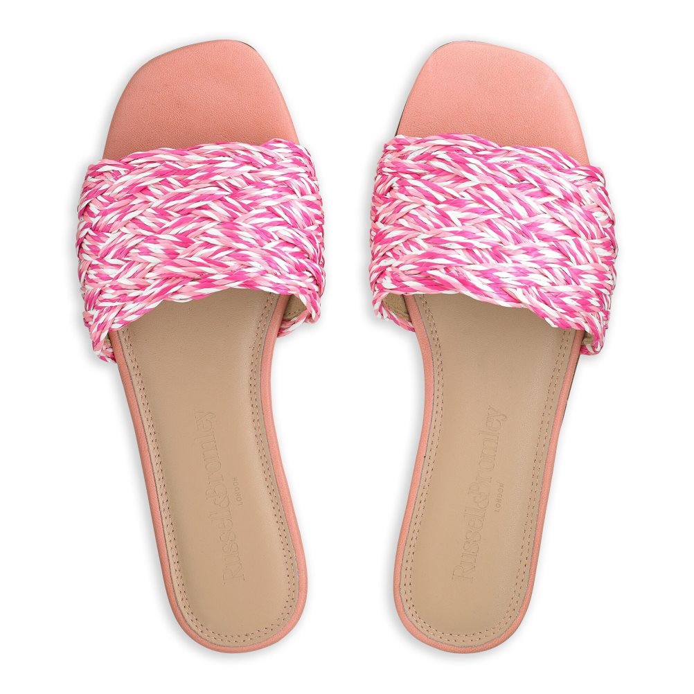 Russell & Bromley Kiss You Raffia Platta Sandaler Dam Rosa | STAEZ-2403