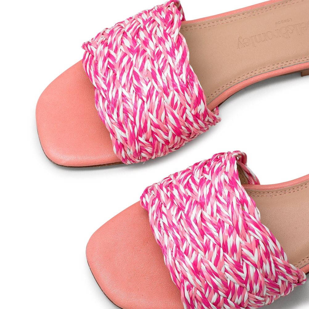 Russell & Bromley Kiss You Raffia Platta Sandaler Dam Rosa | STAEZ-2403
