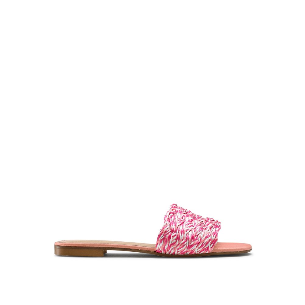 Russell & Bromley Kiss You Raffia Platta Sandaler Dam Rosa | STAEZ-2403