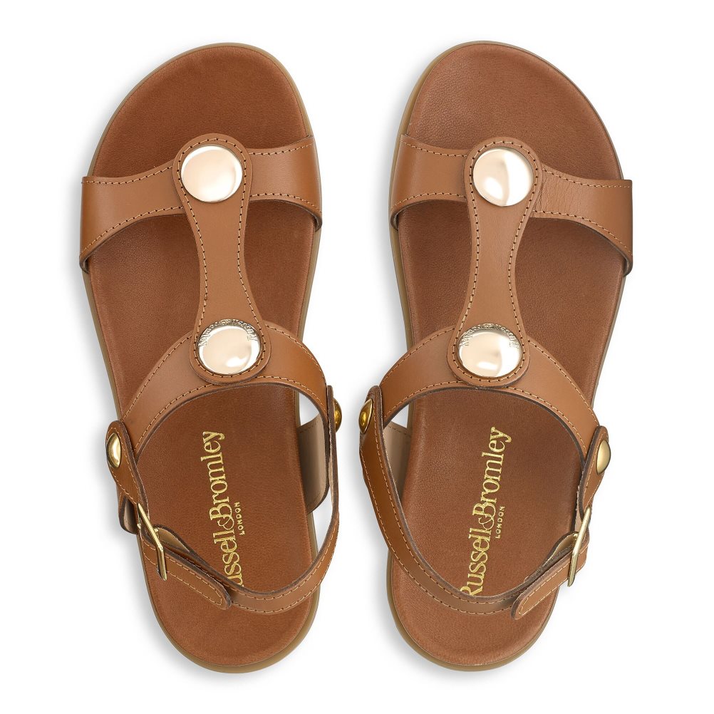 Russell & Bromley Laura Disc Footbed Platta Sandaler Dam Bruna | OVXLZ-1092