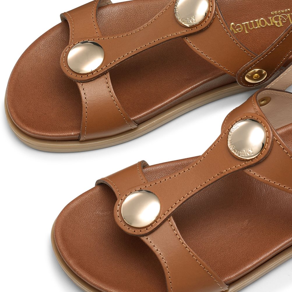 Russell & Bromley Laura Disc Footbed Platta Sandaler Dam Bruna | OVXLZ-1092