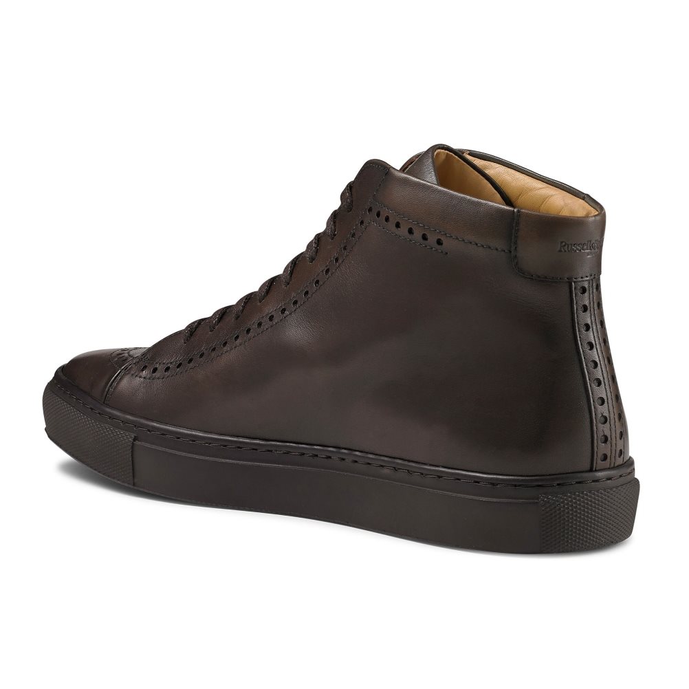 Russell & Bromley Legend Luxury High-top Sneakers Herr Choklad | DUPAF-6314
