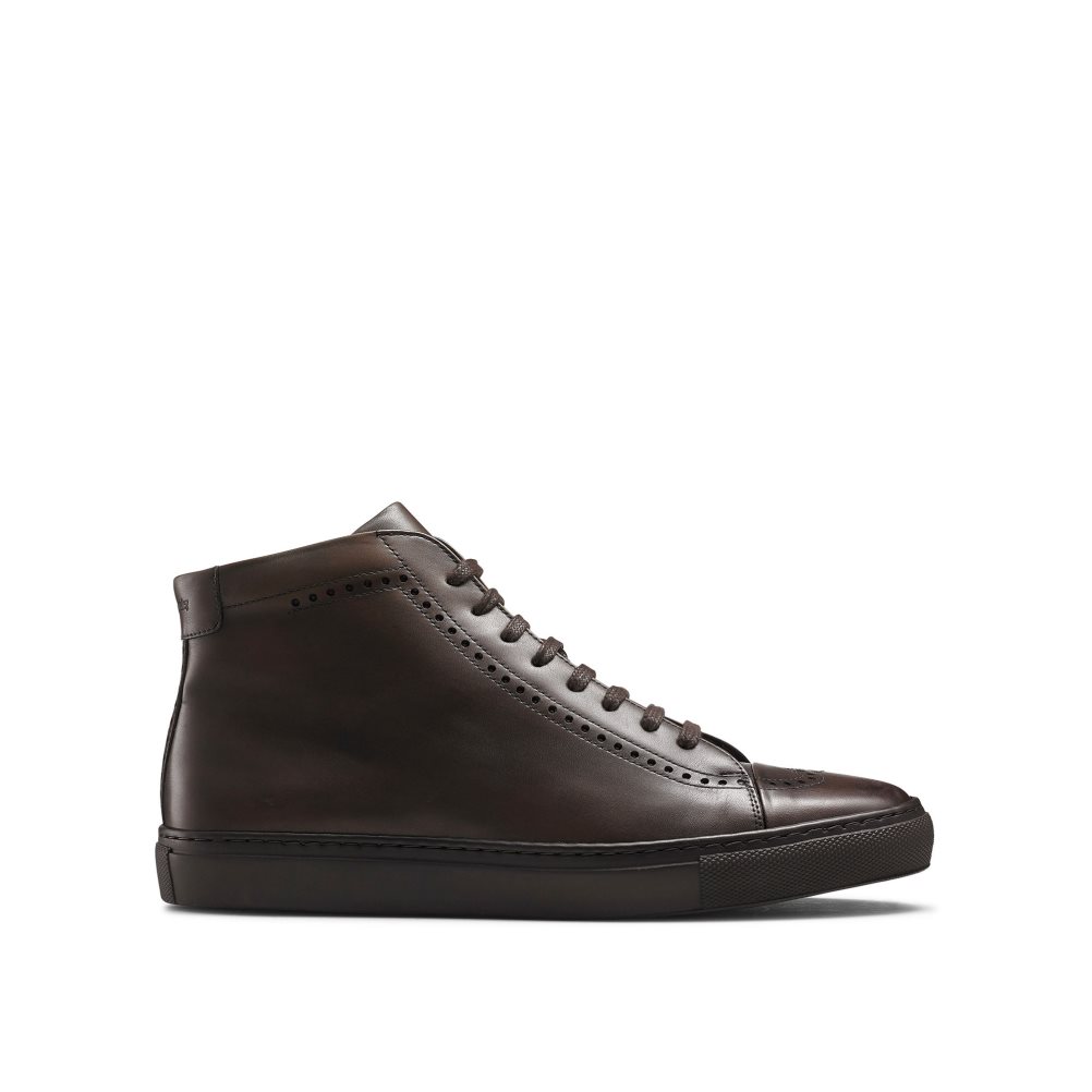 Russell & Bromley Legend Luxury High-top Sneakers Herr Choklad | DUPAF-6314