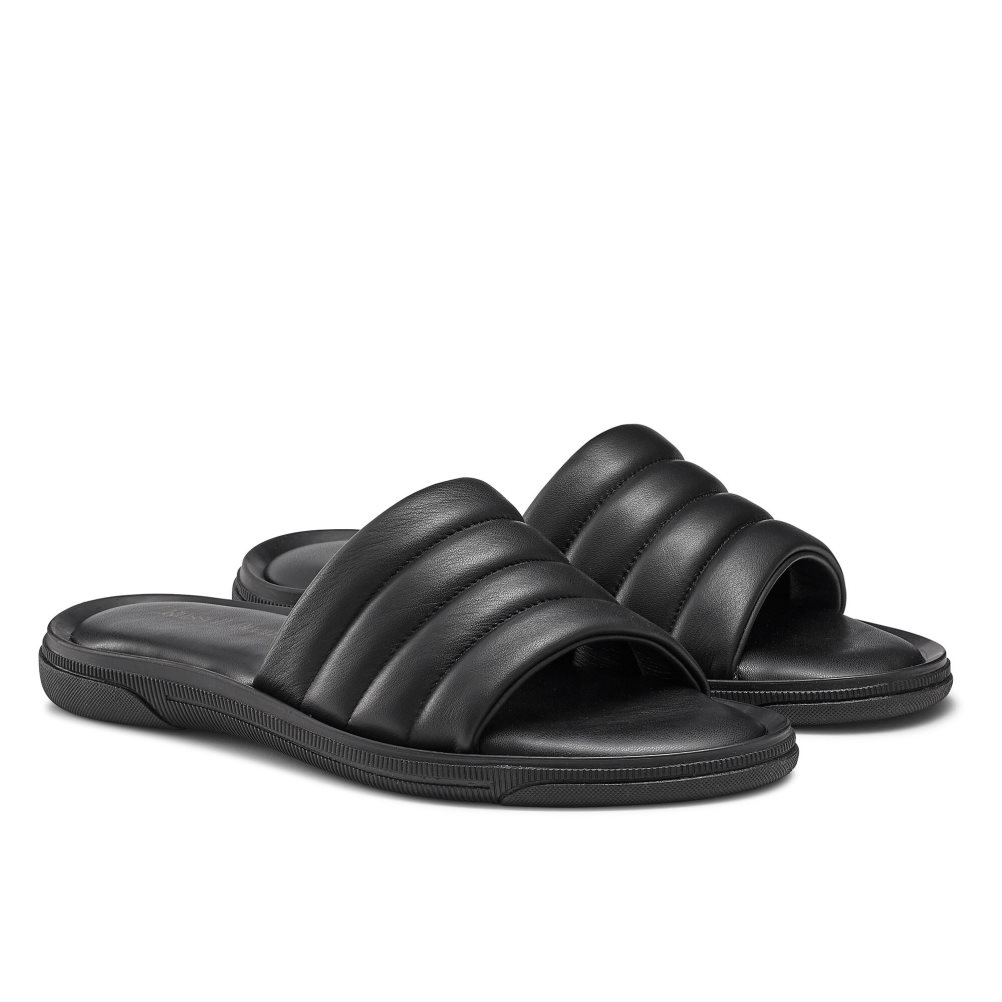 Russell & Bromley Luxe Luxury Padded Badtofflor Herr Svarta | FTQME-8732