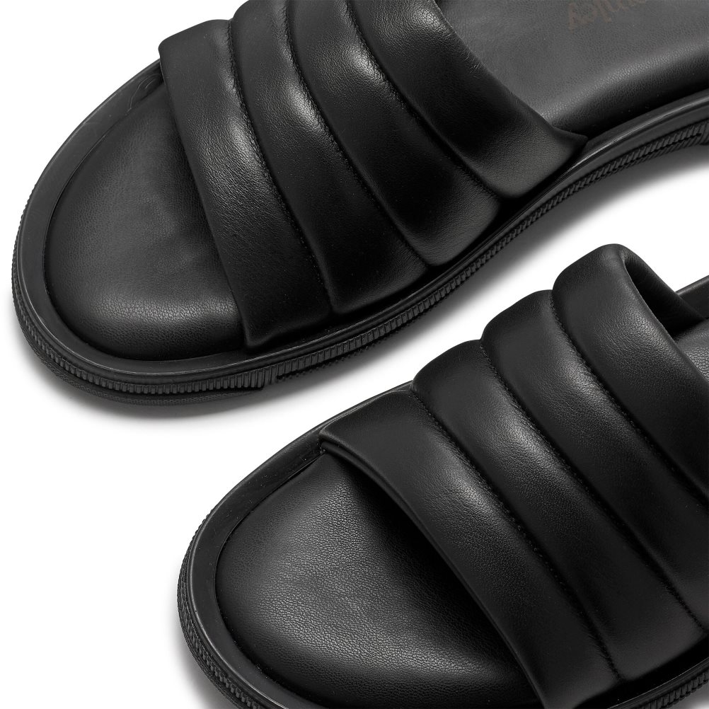 Russell & Bromley Luxe Luxury Padded Badtofflor Herr Svarta | FTQME-8732