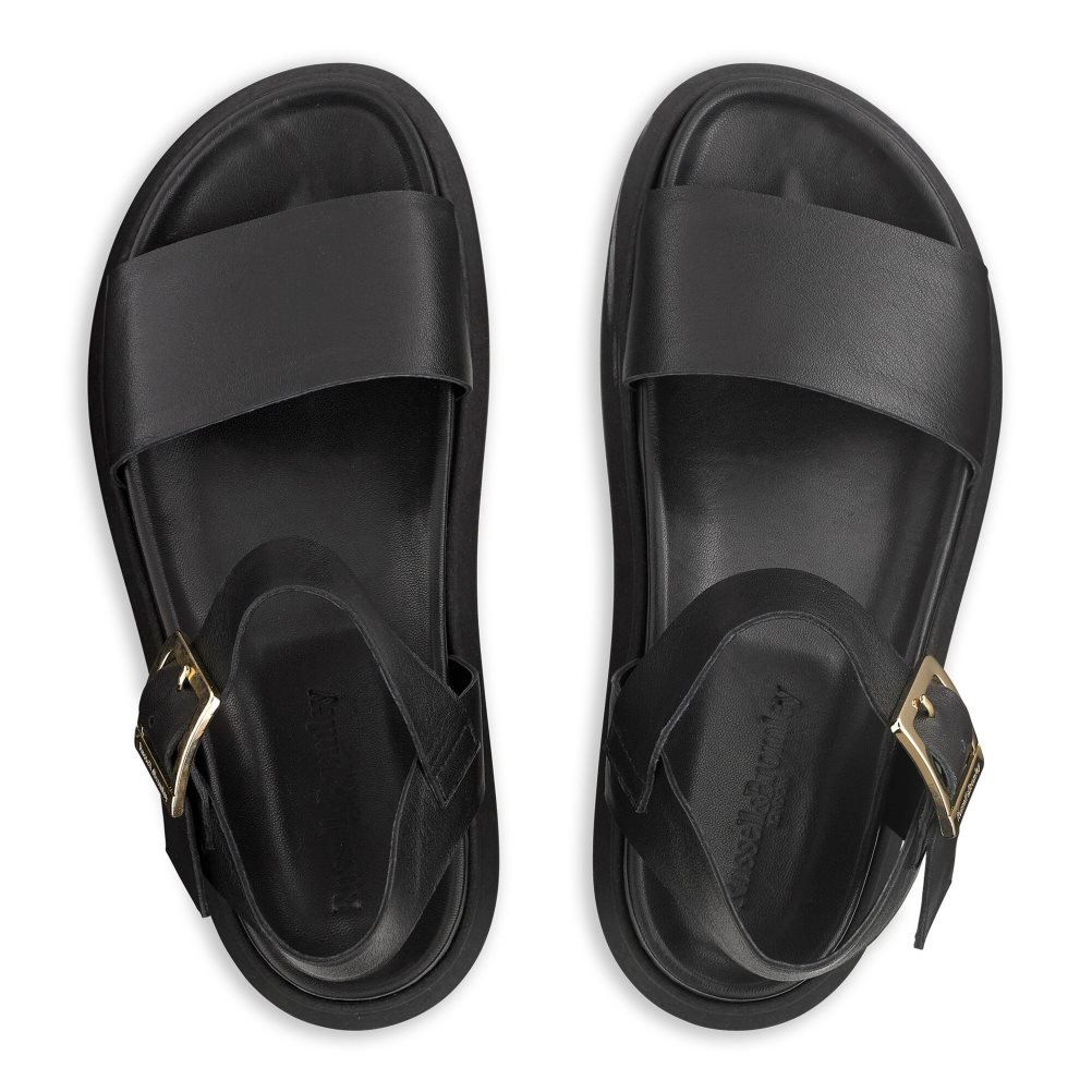 Russell & Bromley Miramar Tjock Platta Sandaler Dam Svarta | AWZUT-2019