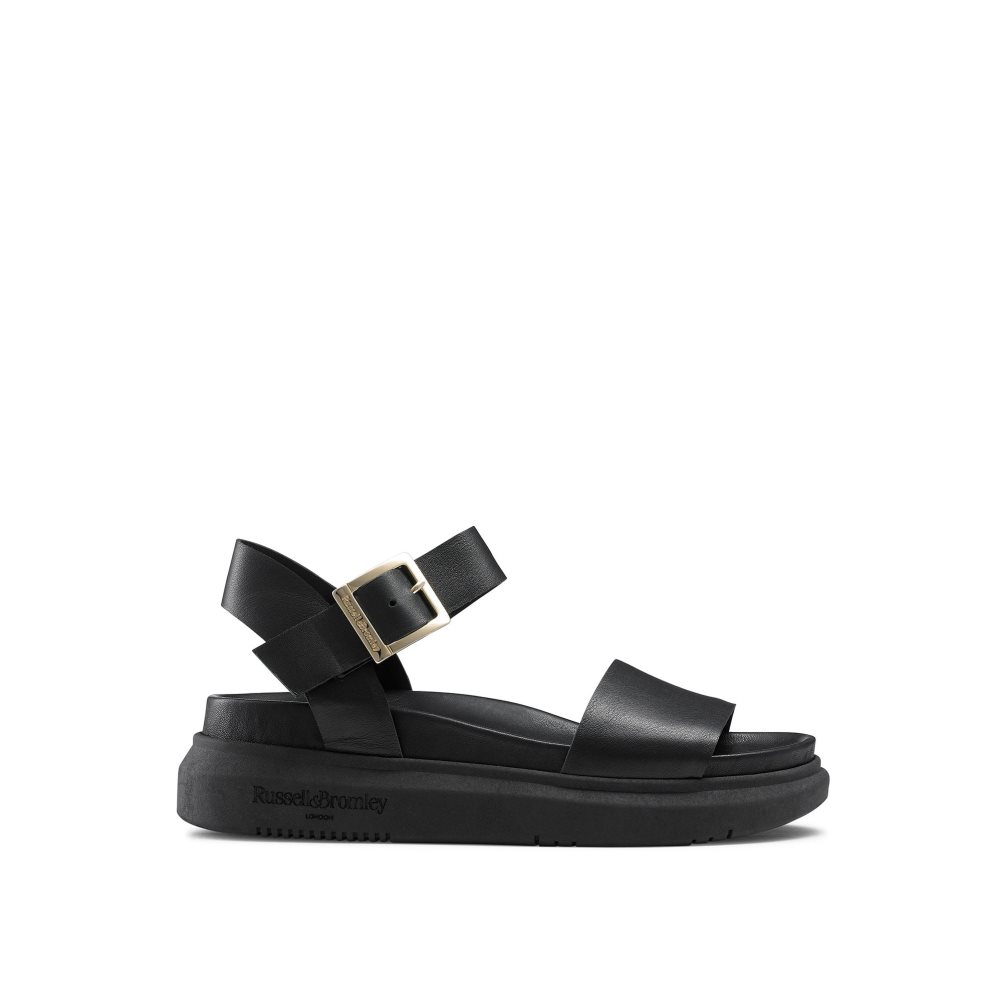 Russell & Bromley Miramar Tjock Platta Sandaler Dam Svarta | AWZUT-2019