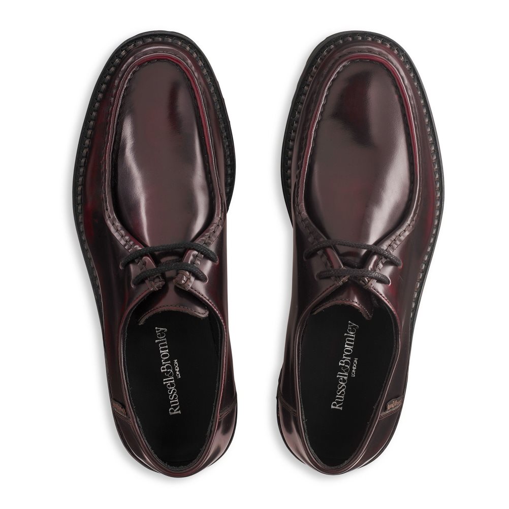 Russell & Bromley Montreal Derby Spets-up Formella Skor Herr Vinröda | OHKJE-6392