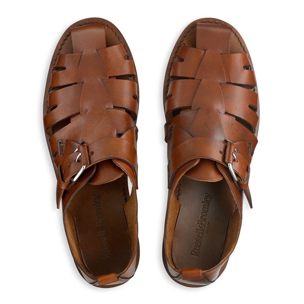 Russell & Bromley Neptune Buckled Fisherman Sandaler Herr Bruna | NQYAL-2039