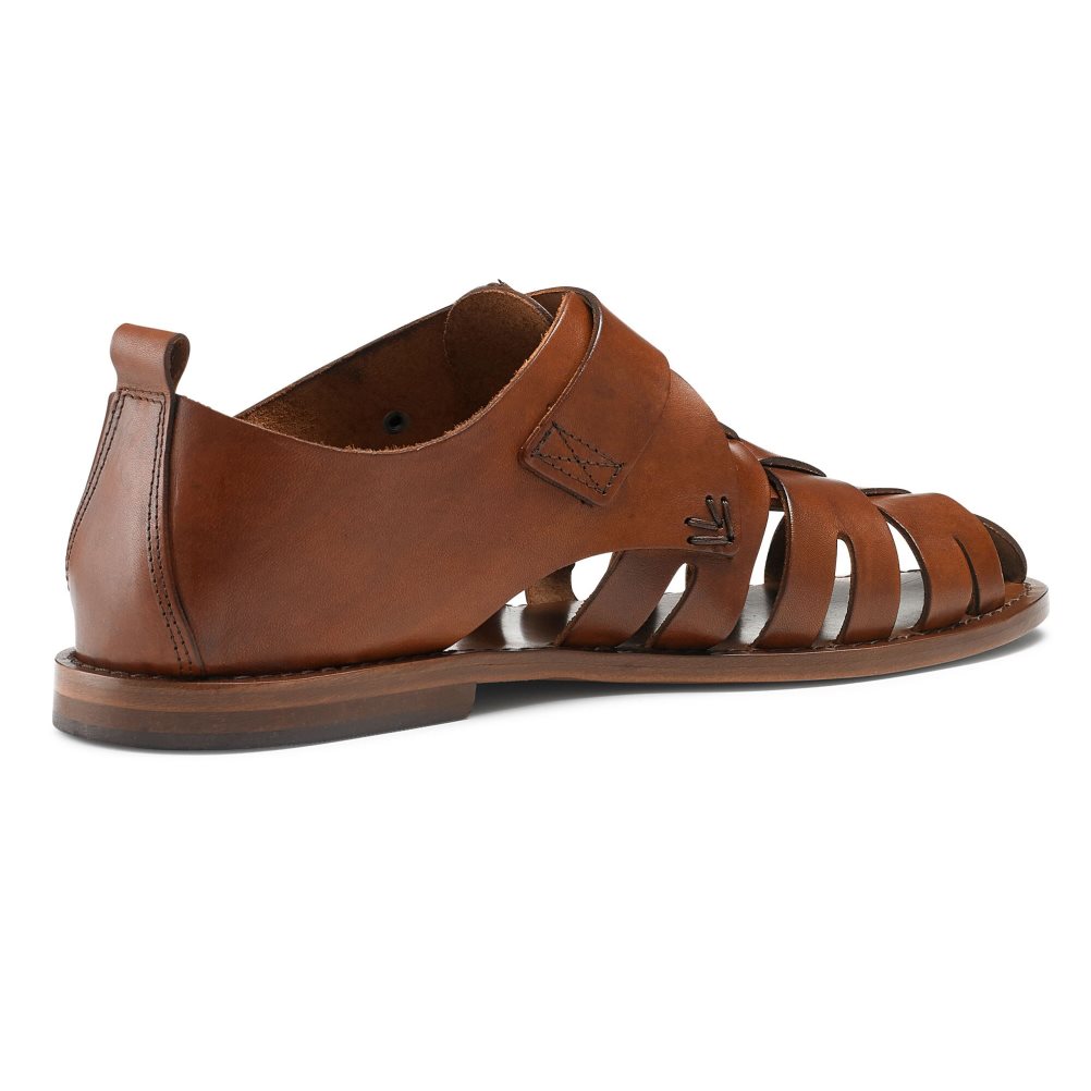 Russell & Bromley Neptune Buckled Fisherman Sandaler Herr Bruna | NQYAL-2039