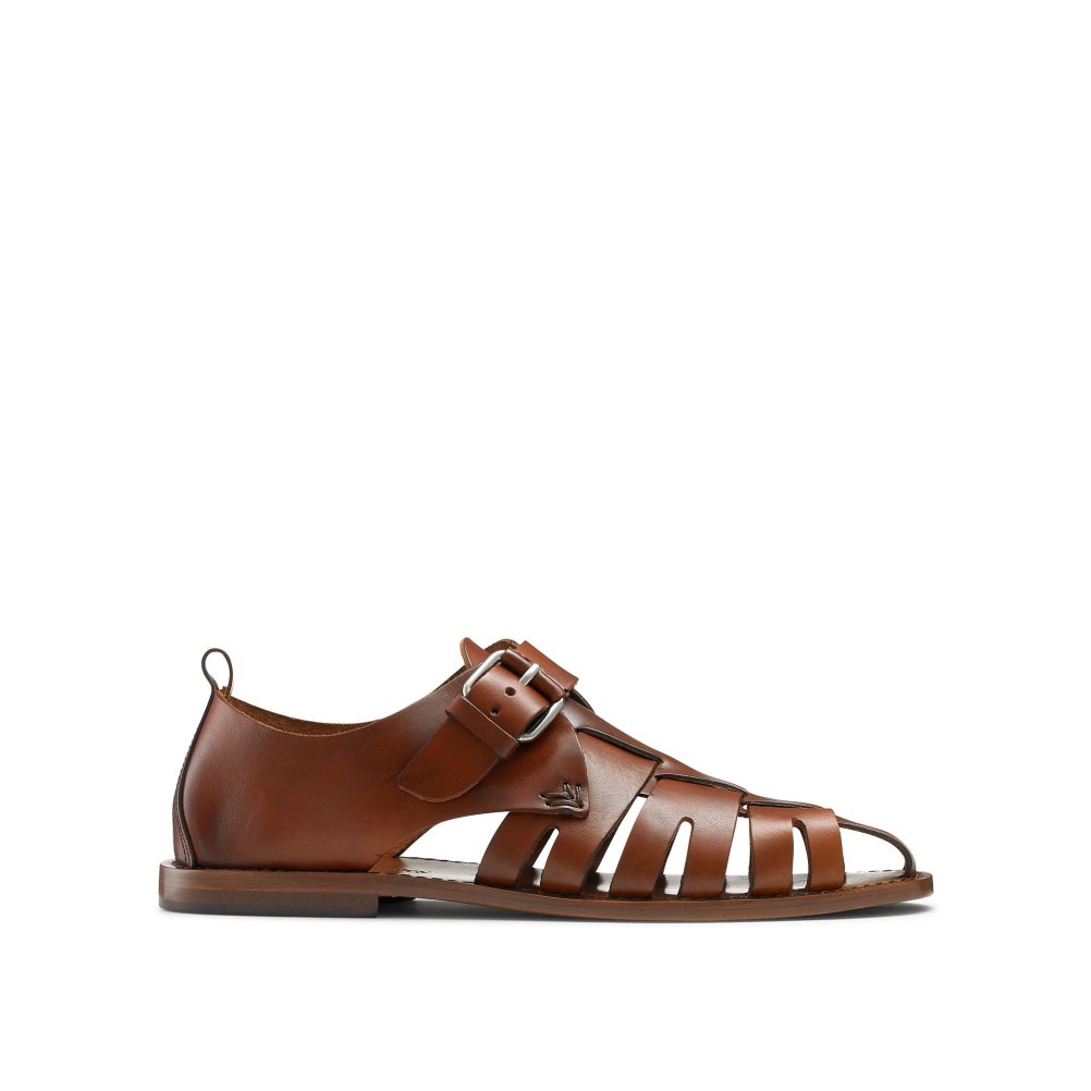 Russell & Bromley Neptune Buckled Fisherman Sandaler Herr Bruna | NQYAL-2039