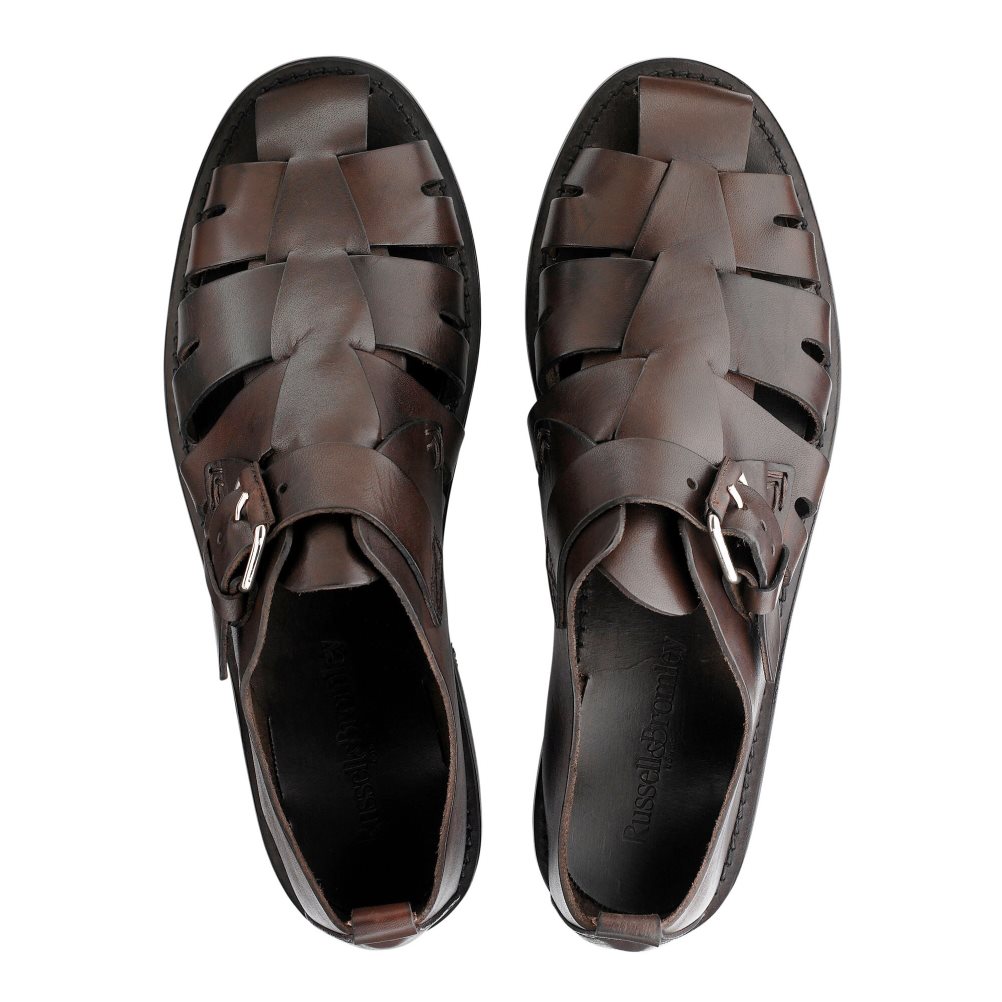Russell & Bromley Neptune Buckled Fisherman Sandaler Herr Choklad | QBWRE-6379
